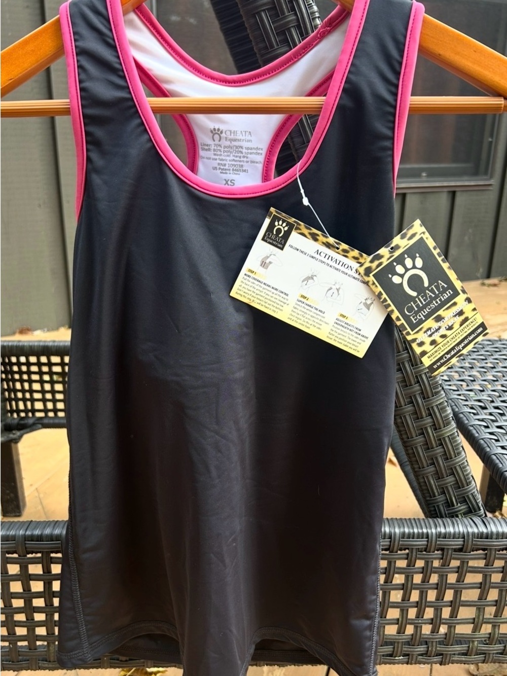 Cheata Women's Black Sports Tank with Pink Trim